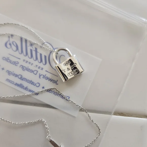 Pristine Authentic Tiffany & Co. Padlock Charm Pendant Necklace - Picture 2 of 13